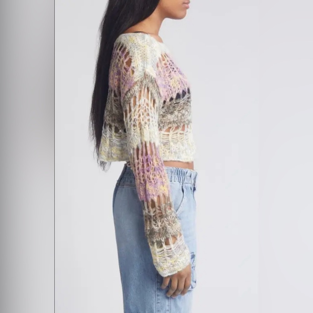 BDG Urban Outfitters - NWT - Pastel Striped Open Knit Sweater - Picture 4 of 6